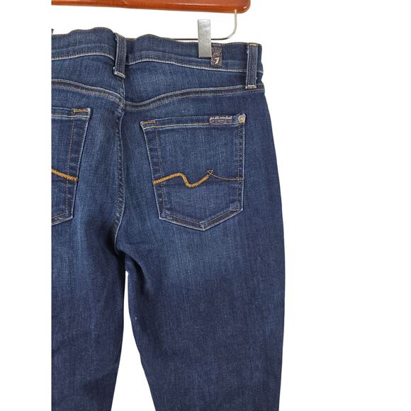 7 For All Mankind Gwenevere Ankle Jeans 30 Womens Skinny Mid Rise Dark Wash - Picture 2 of 7